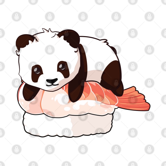 Panda on a shrimp sushi by Myanko