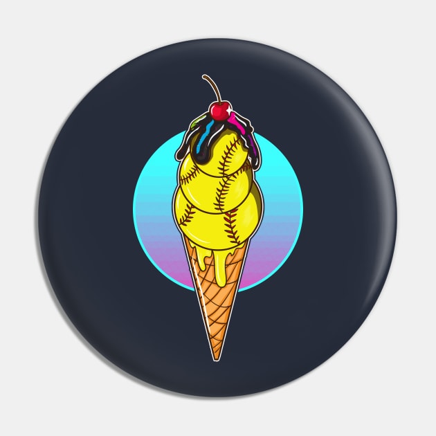 Softball Ice Cream Cone Player Coach Mom Team Tournament Pin by E