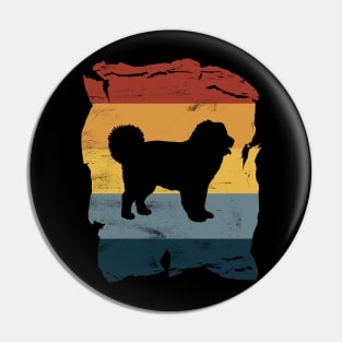 Caucasian Shepherd Dog Distressed Vintage Retro Silhouette Pin