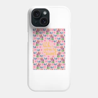 Oh Youre Sweet Macaron Dreams Watercolour Gold Phone Case