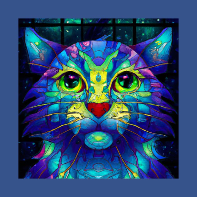 Tiffany Glass Cat Mosaic by Star Scrunch