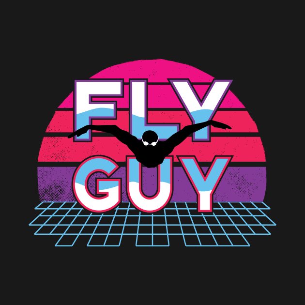 80s Fly Guy Butterfly Swimmer 2 Retro Swim Team by atomguy