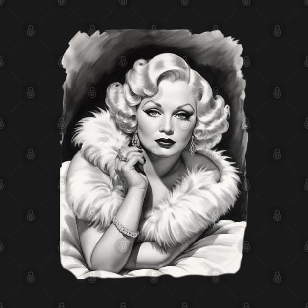 Mae West Black and White Portrait by Absinthe Society 