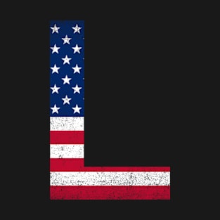 Vintage Letter L Capital Alphabet L American Flag T-Shirt