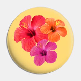 Red Orange Pink Hibiscus Flowers Pin