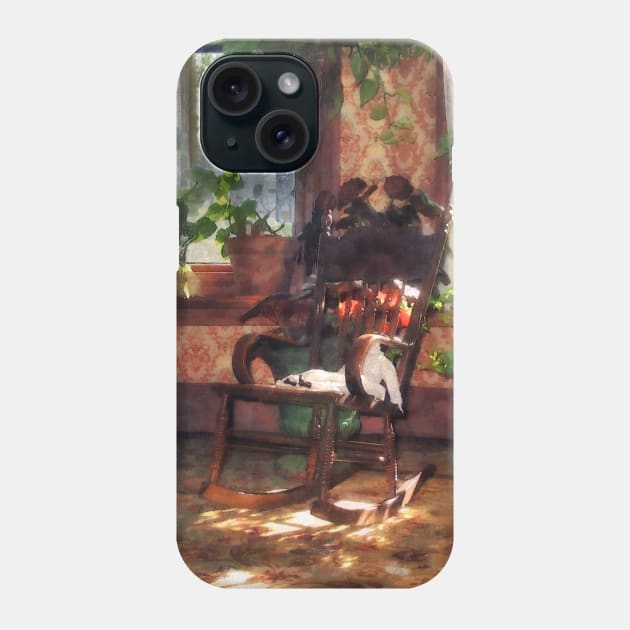 Victorian - Rocking Chair in Victorian Parlor Phone Case by SusanSavad