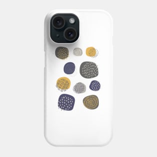 Abstract Pattern of Circles in Navy and Mustard Phone Case