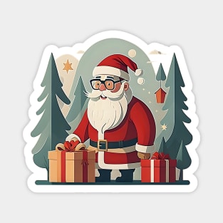 Santa Claus between trees Magnet