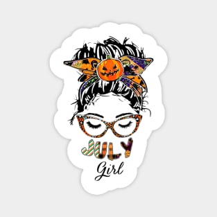 July Girl Halloween Face Wink Eyes Pumpkin Magnet