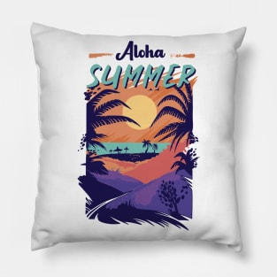 Aloha Summer Retro Vintage Art Pillow