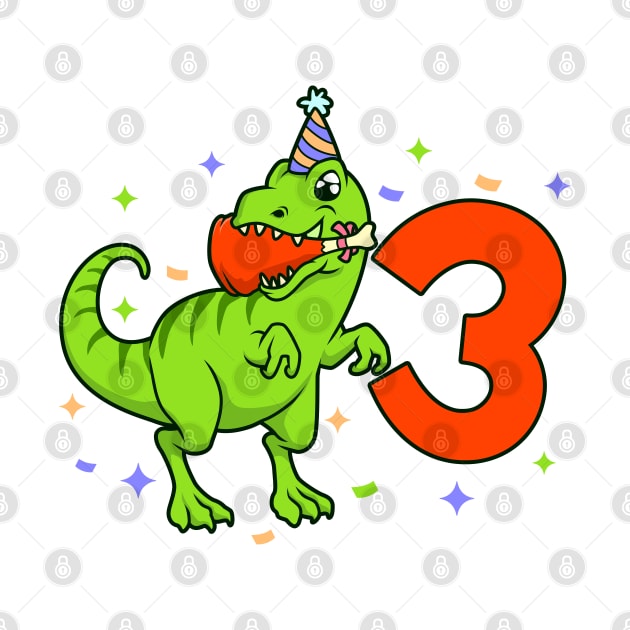 I am 3 with TREX - boy birthday 3 years old by Modern Medieval Design