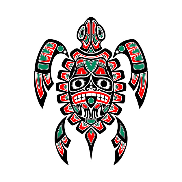 Disover Red and Black Haida Spirit Sea Turtle - Sea Turtle - Tapestry