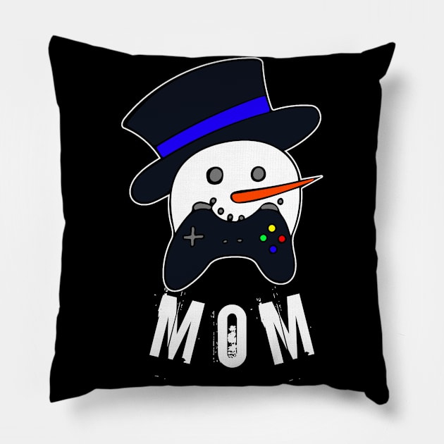 Snowman Face Gamer Mom Pillow by MaystarUniverse