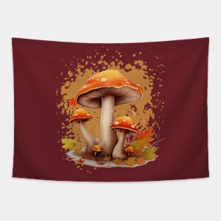 Simple Beautiful Watercolor Mushroom Tapestry