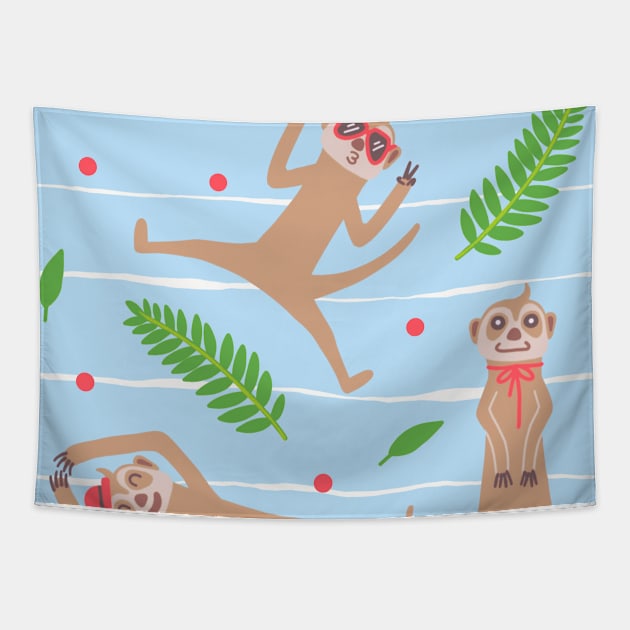 Funny Meerkat Pattern Tapestry by Karla-Kiky