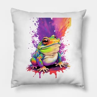 Color Toad splash and mix of pretty colors vibrant neon style art gift for toad lovers Pillow