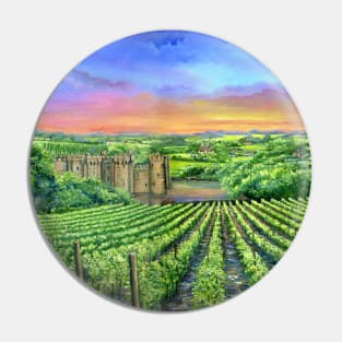 'Bodiam Castle from Sedlescombe Vineyard at Dusk' by Sonia Finch Pin
