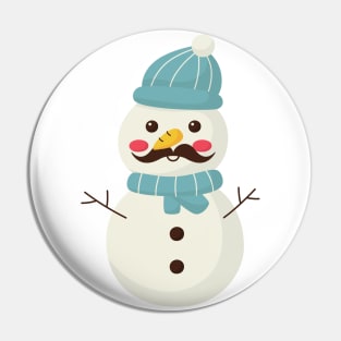 Funny Snowman With Mustache And Carrot Pin