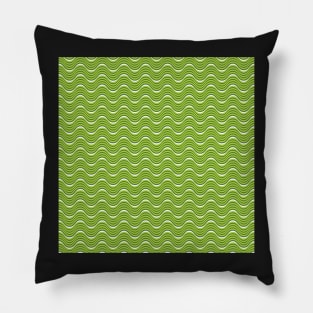 Green Wavy Lines Repeat Pattern Pillow