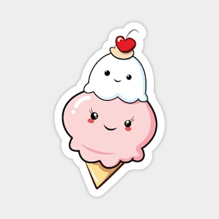 Kawaii Strawberry Ice Cream Cone Magnet