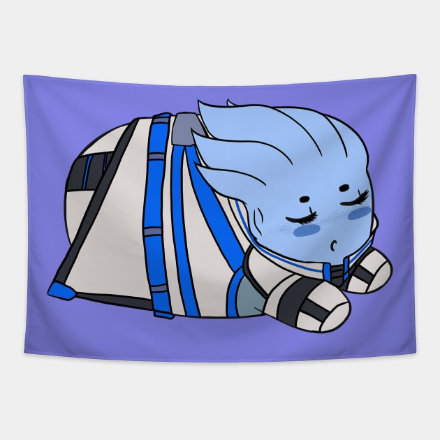 Sleepy Liara Tapestry by SapphireAngelBunny