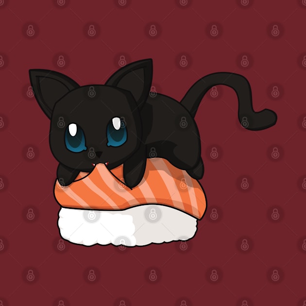 Black Cat Salmon Sushi by Myanko