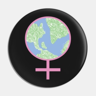 Female Zentangle World Design-Feminist Girl Power Pin