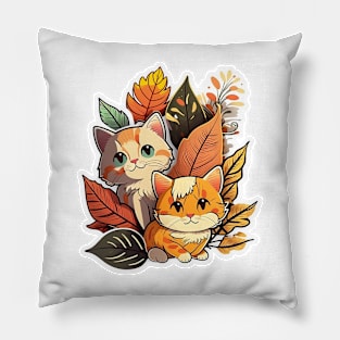 Lovely Cats in Nature Pillow