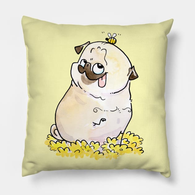 Dandy Pug Pillow by Inkpug