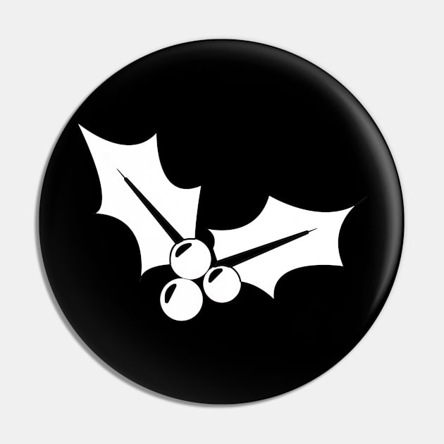 Christmas Mistletoe - Black and White Pin by art-by-shadab