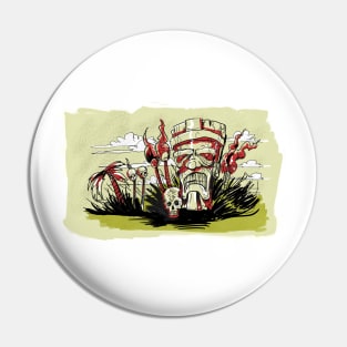 Olcano volcano opaque tiki postcard Pin