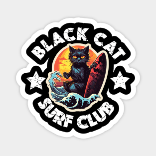 Black Cat Surf Club (White Lettering) Magnet