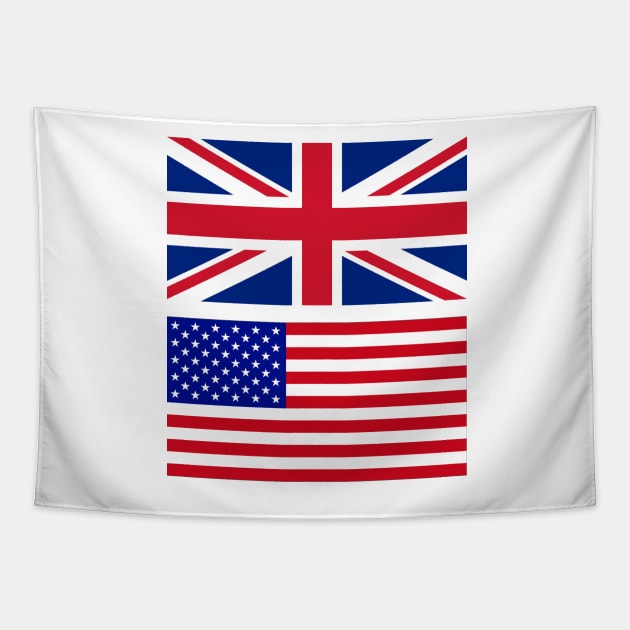 USA and Uk Flag Tapestry by Islanr