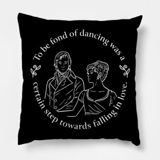 Black and White Pride and Prejudice Dance Quote Design Pillow