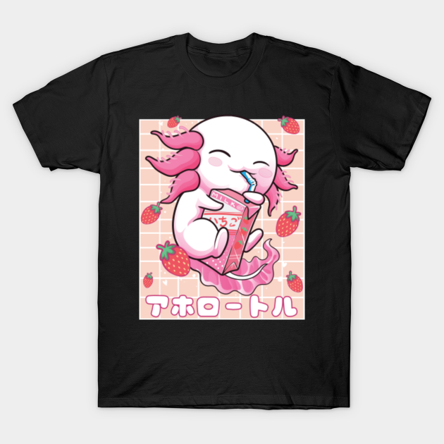 Discover Axolotl Pastel Goth Strawberry Milk Shake Anime Aesthetic - Axolotl - T-Shirt