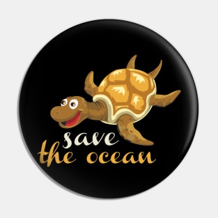 Save The Ocean Keep The Sea Plastic Free Turtle Scene Pin