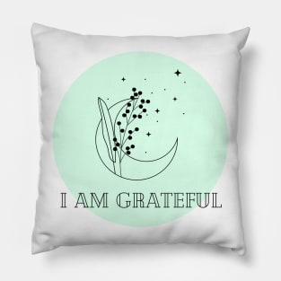 Affirmation Collection - I Am Grateful (Green) Pillow