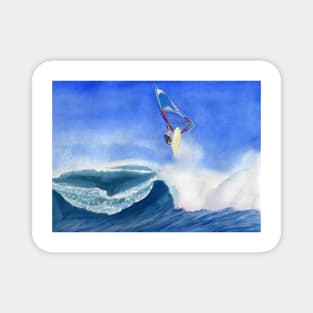 Windsurfer Watercolor Painting Magnet