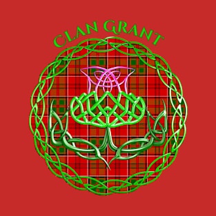 Grant Scottish Tartan Celtic Thistle T-Shirt