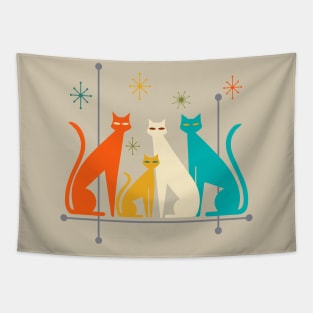 Retro Mid-Century Modern Look Cats 50s 60s Style Tapestry