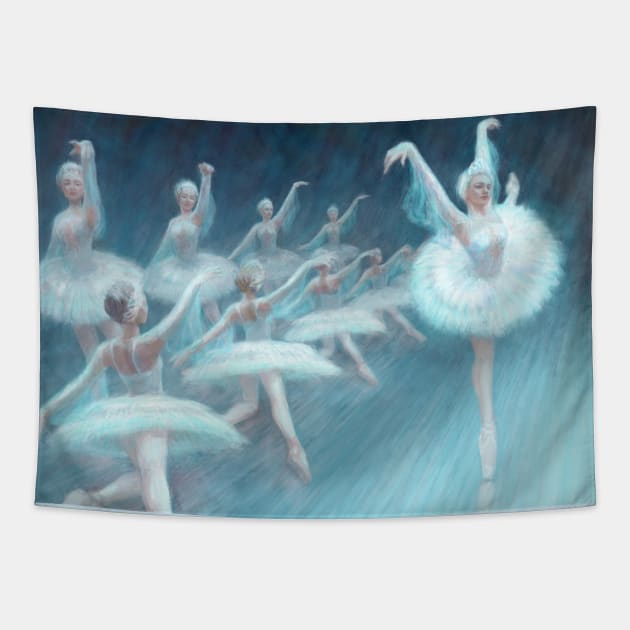 Dancing Swans Tapestry by eosofdawn