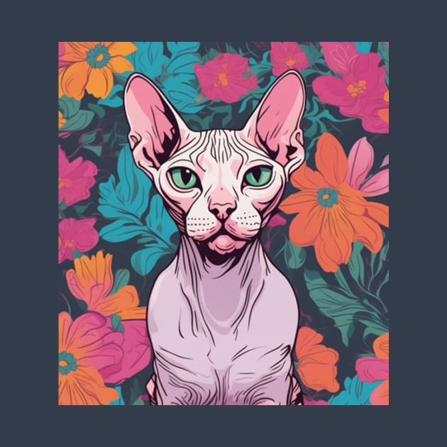 Summer Sphynx, cat with flowers by Sieve's Weave's