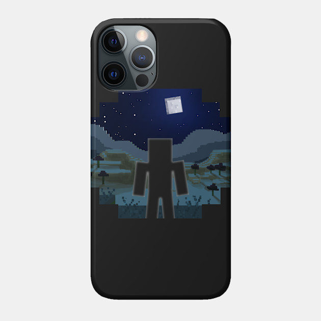 Minecraft Landscape Night with Outline - Minecraft - Phone Case