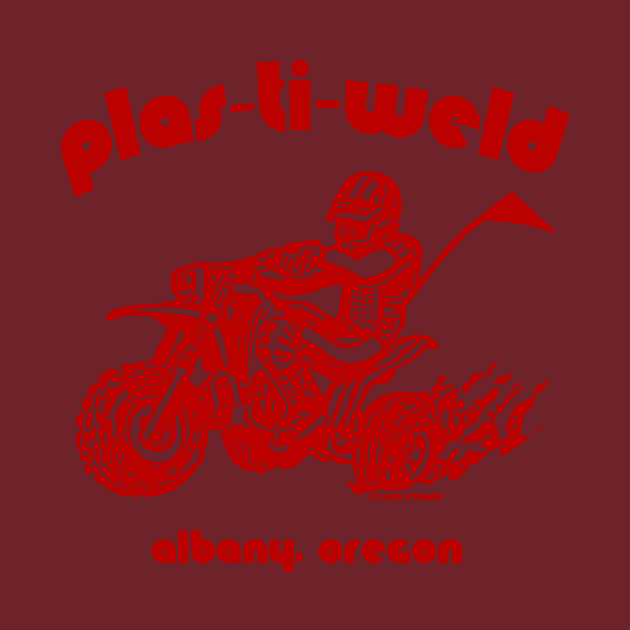 Discover Plas-Ti-Weld Logo in dark red - Three Wheeler - T-Shirt