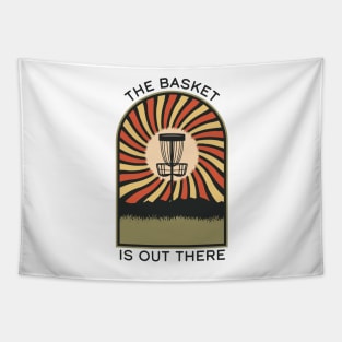The Basket Is Out There | Disc Golf Vintage Retro Arch Mountains Tapestry