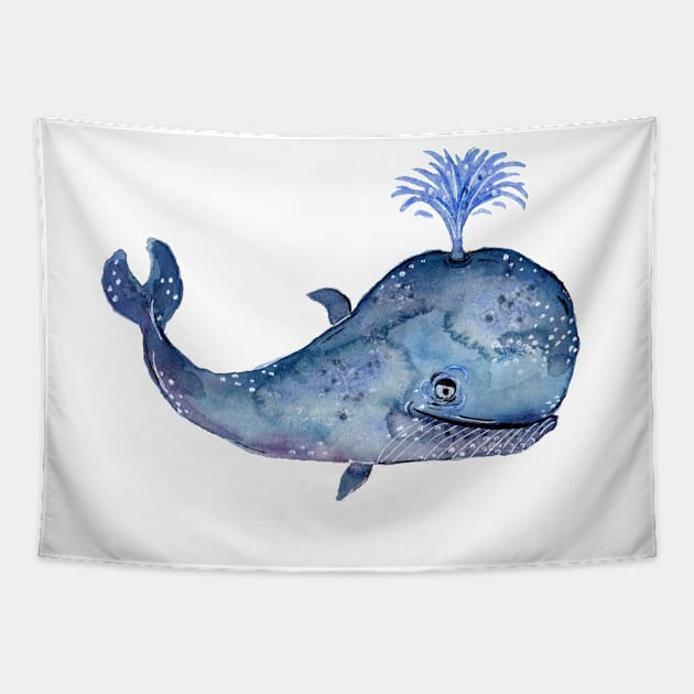 Friendly Blue Whale Tapestry by ZeichenbloQ