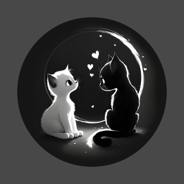 Cute black and white cats in love by Usama Design