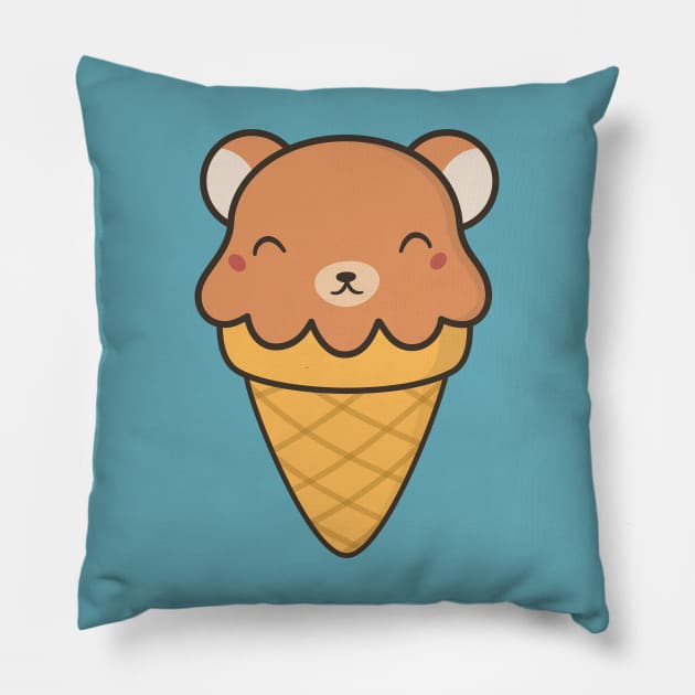 Kawaii Cute Bear Ice Cream Pillow by happinessinatee