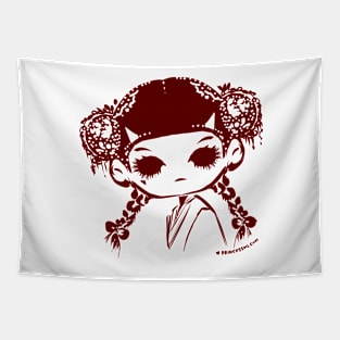 whimsical chinese doll illustration Tapestry