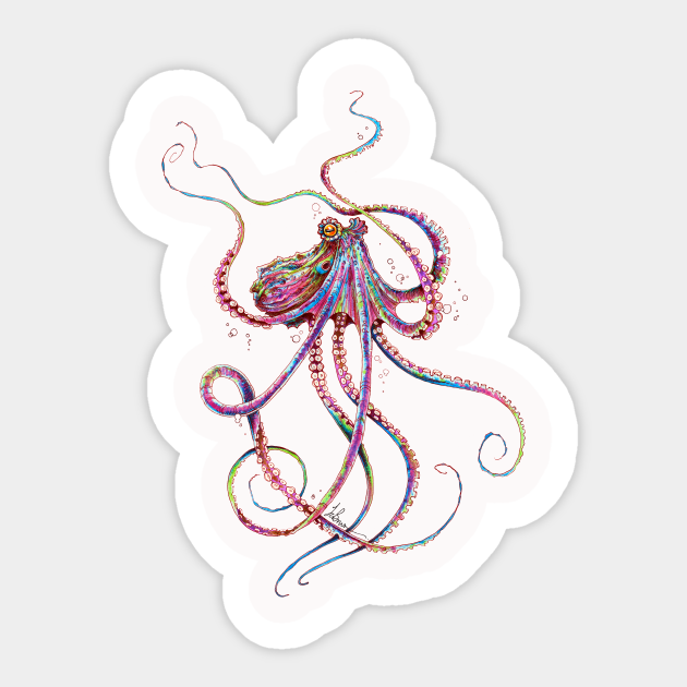 Reverse Drunk Octopus - Octopus - Sticker